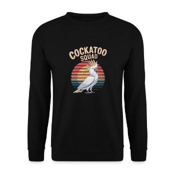 Cockatoo Squad Papageien Fans Vintage Stil - Unisex Pullover - Schwarz - Vorne - Alina (178cm) & Michal (187cm)
