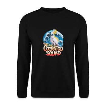Cockatoo Squad Surfen Sonne Abenteuer - Unisex Pullover - Schwarz - Vorne - Alina (178cm) & Michal (187cm)