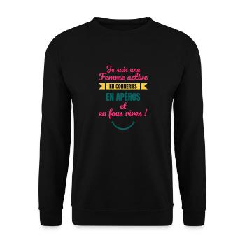 cadeau anniversaire beauf femme copine humour aper - Sweat-shirt Unisexe - noir - Devant - Alina (178cm) & Michal (187cm)