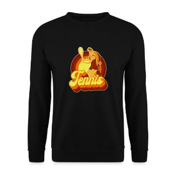 Funny Tennis Player Racket Retro - Unisex Pullover - Schwarz - Vorne - Alina (178cm) & Michal (187cm)