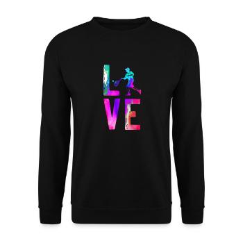 Funny Tennis Player Racket - Unisex Pullover - Schwarz - Vorne - Alina (178cm) & Michal (187cm)