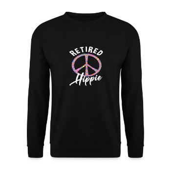 Retired Hippie Peace Zeichen Buntes Design - Unisex Pullover - Schwarz - Vorne - Alina (178cm) & Michal (187cm)