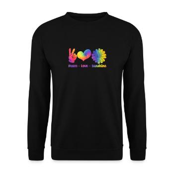 Hippie Rétro Arc-en-ciel Paix Amour Soleil - Sweat-shirt Unisexe - noir - Devant - Alina (178cm) & Michal (187cm)