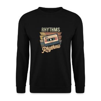 80er Jahre Rhythmus Kassette - Unisex Pullover - Schwarz - Vorne - Alina (178cm) & Michal (187cm)