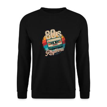 80er Jahre Rhythmus Kassette - Unisex Pullover - Schwarz - Vorne - Alina (178cm) & Michal (187cm)