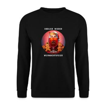 GLÜHWEIN ENDLICH WIEDER WEIHNACHTSFEIER - Unisex Pullover - Schwarz - Vorne - Alina (178cm) & Michal (187cm)