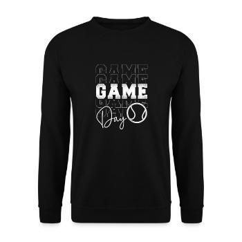 Funny Tennis Player Racket Game - Unisex Pullover - Schwarz - Vorne - Alina (178cm) & Michal (187cm)