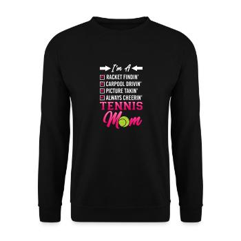 Funny Tennis Player Racket Mom I'm - Unisex Pullover - Schwarz - Vorne - Alina (178cm) & Michal (187cm)