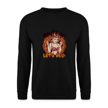 Amerikanisches Pin Up Helle, Halloween - Unisex Pullover - Schwarz - Vorne - Alina (178cm) & Michal (187cm)