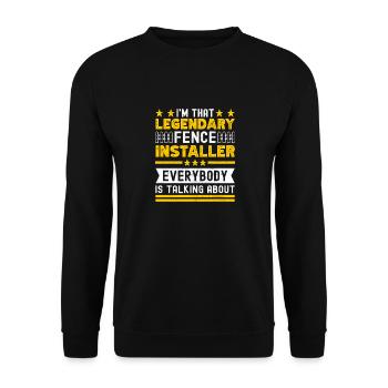 Installateur de clôtures Constructeur de clôtures Installateur de clôtures - Sweat-shirt Unisexe - noir - Devant - Alina (178cm) & Michal (187cm)
