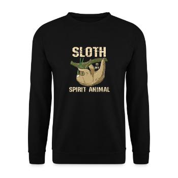 Slothy Napping Spirit Animal Slow Sloth - Unisex Sweatshirt - black - Front - Alina (178cm) & Michal (187cm)