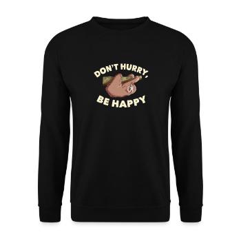 Träge Eile nicht Glücklich Langsames Faultier - Unisex Pullover - Schwarz - Vorne - Alina (178cm) & Michal (187cm)