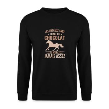 Horses Are Like Chocolate | Horsewoman - Unisex Sweatshirt - black - Front - Alina (178cm) & Michal (187cm)
