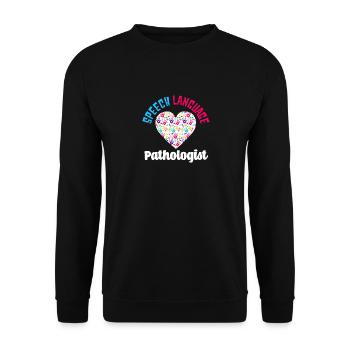 Speech Language Pathologist Heart Handprints - Unisex Sweatshirt - black - Front - Alina (178cm) & Michal (187cm)