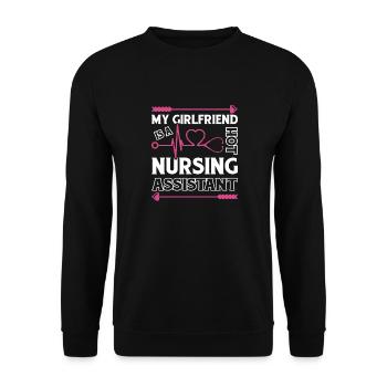 My Girlfriend Is A Hot Nursing Assistant - Unisex Sweatshirt - black - Front - Alina (178cm) & Michal (187cm)