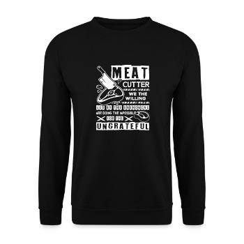 Meat Cutter Proud Meat Cutter - Unisex Sweatshirt - black - Front - Alina (178cm) & Michal (187cm)