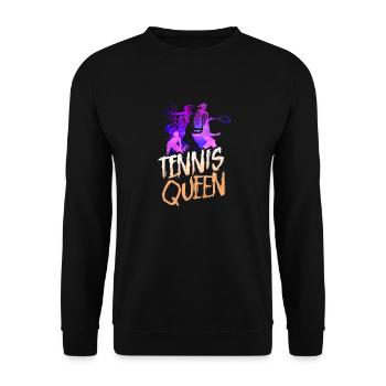 Drôle de joueur de tennis Raquette Tennis - Sweat-shirt Unisexe - noir - Devant - Alina (178cm) & Michal (187cm)