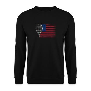Raquette de joueur de tennis drôle - Sweat-shirt Unisexe - noir - Devant - Alina (178cm) & Michal (187cm)