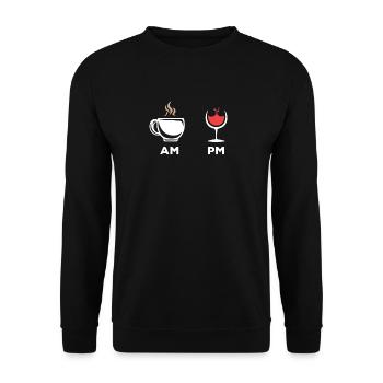 Cocktail AM PM Wine Drinker Wine - Unisex Sweatshirt - black - Front - Alina (178cm) & Michal (187cm)