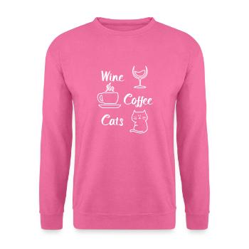 Cocktail Wein Kaffee Katzen Korkenzieher Wein - Unisex Pullover - Pink - Vorne