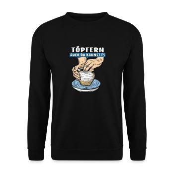 TÖPFERN AUCH DU KANNST ES - Unisex Pullover - Schwarz - Vorne - Alina (178cm) & Michal (187cm)