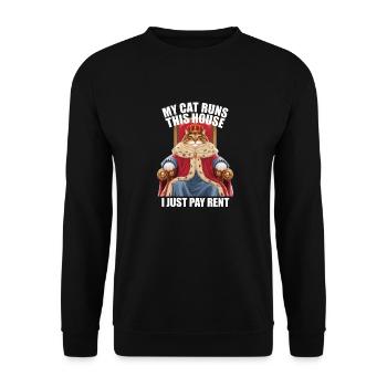 Meine Katze betreibt dieses Haus, ich zahle nur Miete - Unisex Pullover - Schwarz - Vorne - Alina (178cm) & Michal (187cm)