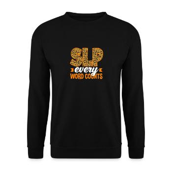SLP Chaque mot compte Imprimé léopard - Sweat-shirt Unisexe - noir - Devant - Alina (178cm) & Michal (187cm)