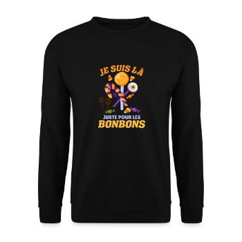 Je Suis Là Pour Les Bonbons Halloween Humour - Sweat-shirt Unisexe - noir - Devant - Alina (178cm) & Michal (187cm)