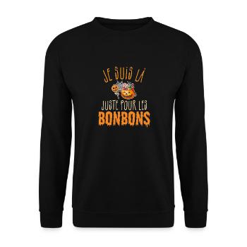 Je Suis Là Pour Les Bonbons Halloween Humour - Sweat-shirt Unisexe - noir - Devant - Alina (178cm) & Michal (187cm)