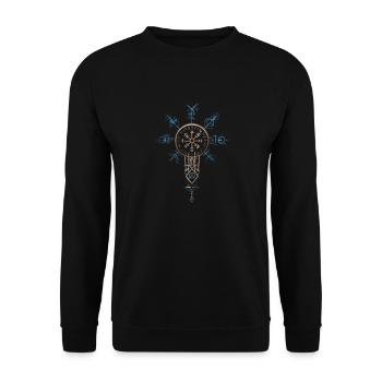 Marteau de Thor – Runes et symbolisme viking - Sweat-shirt Unisexe - noir - Devant - Alina (178cm) & Michal (187cm)