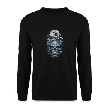 Vikings – Wolves & Ship in the Moonlight - Unisex Sweatshirt - black - Front - Alina (178cm) & Michal (187cm)
