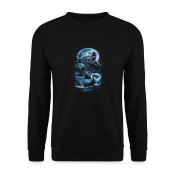 Vikings – Loups et navire au clair de lune - Sweat-shirt Unisexe - noir - Devant - Alina (178cm) & Michal (187cm)