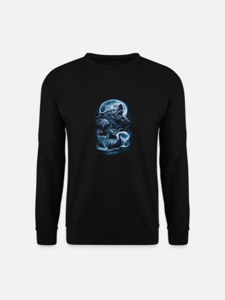 Wikinger – Wölfe & Schiff im Mondlicht - Unisex Pullover - Schwarz