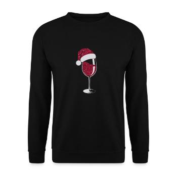 Elegant Christmas wine glass - Unisex Sweatshirt - black - Front - Alina (178cm) & Michal (187cm)