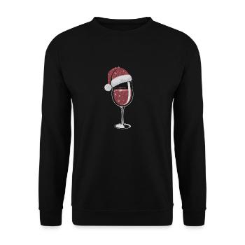 Elegant Christmas wine glass - Unisex Sweatshirt - black - Front - Alina (178cm) & Michal (187cm)