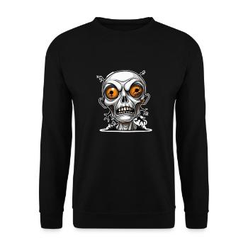 Spooky Stare - The Haunted Skull - Unisex Pullover - Schwarz - Vorne - Alina (178cm) & Michal (187cm)