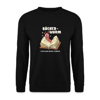 BOOK WORM BOOKWORM READING STRENGTHEN - Unisex Sweatshirt - black - Front - Alina (178cm) & Michal (187cm)
