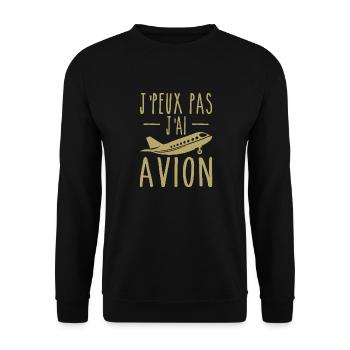 Ich kann nicht Ich habe Flugzeug Humor Luftfahrt Geschenk - Unisex Pullover - Schwarz - Vorne - Alina (178cm) & Michal (187cm)