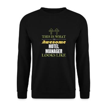 Voici à quoi ressemble un directeur d’hôtel génial - Sweat-shirt Unisexe - noir - Devant - Alina (178cm) & Michal (187cm)