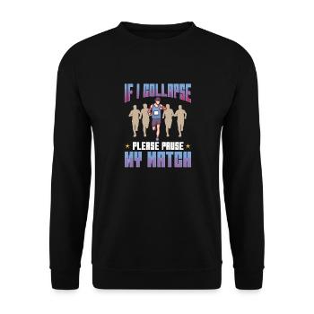 Marathon Collapse Pause My Watch Jogging - Unisex Sweatshirt - black - Front - Alina (178cm) & Michal (187cm)