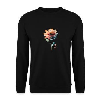 Fleur aquarelle avec texte japonais Aquarelle - Sweat-shirt Unisexe - noir - Devant - Alina (178cm) & Michal (187cm)