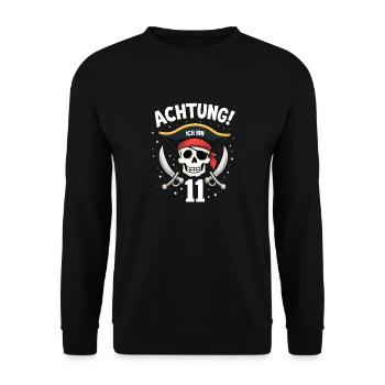 11ème anniversaire Pirate Cadeau Garçons Garçons - Sweat-shirt Unisexe - noir - Devant - Alina (178cm) & Michal (187cm)