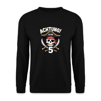 5ème anniversaire Pirate Cadeau Garçons Garçons - Sweat-shirt Unisexe - noir - Devant - Alina (178cm) & Michal (187cm)