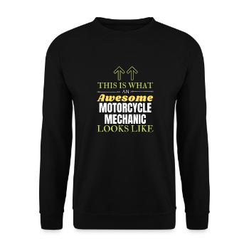 This is What an Awesome Motorcycle Mechanic Looks - Unisex Sweatshirt - black - Front - Alina (178cm) & Michal (187cm)
