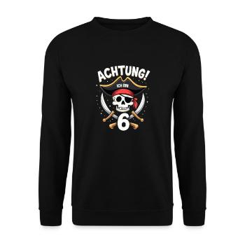 6th Birthday Pirate Gift Boys Boys - Unisex Sweatshirt - black - Front - Alina (178cm) & Michal (187cm)