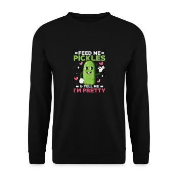 Feed Me Pickles & Tell Me I'm Pretty Pickle Vegan - Unisex Pullover - Schwarz - Vorne - Alina (178cm) & Michal (187cm)