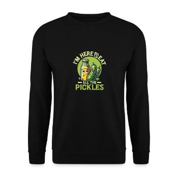 I'm Here To Eat All The Pickles Pickle Vegan Cucum - Unisex Pullover - Schwarz - Vorne - Alina (178cm) & Michal (187cm)