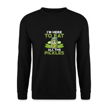 I'm Here To Eat All The Pickles Cucumber Vegan Pic - Unisex Pullover - Schwarz - Vorne - Alina (178cm) & Michal (187cm)