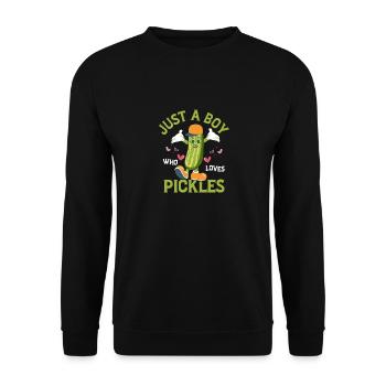 Juste un garçon qui aime les cornichons Concombre Aneth végétalien - Sweat-shirt Unisexe - noir - Devant - Alina (178cm) & Michal (187cm)
