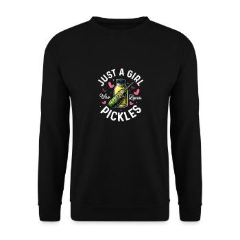 Just A Girl Who Loves Pickles Dill Vegan Cucumber - Unisex Pullover - Schwarz - Vorne - Alina (178cm) & Michal (187cm)